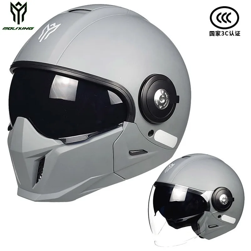 YEMA Scorpion Retro Motorcycle Cascos Moto Locomotive Personality Multi-purpose Combination Helmet Half M L XL XXL