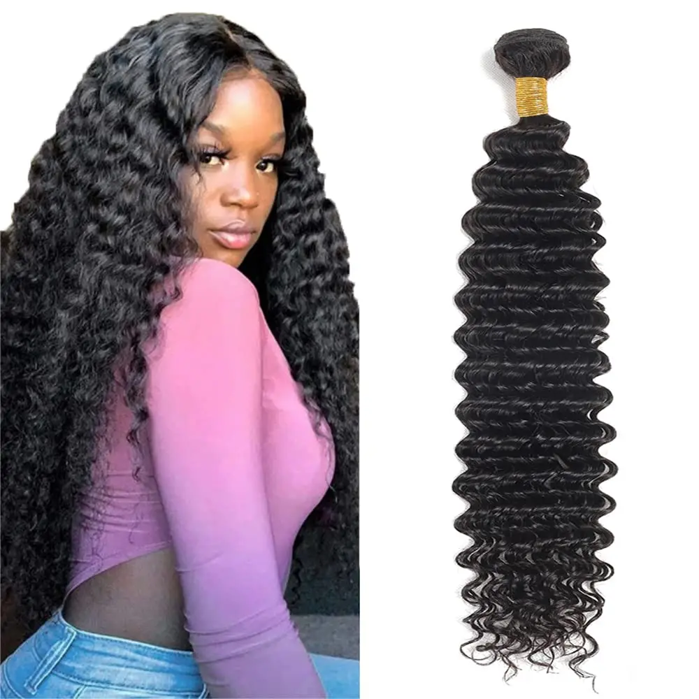 

Наборы волос для наращивания Deep Wave, 30-32 дюйма, 1 шт., 100% натуральные человеческие волосы, бразильские волнистые волосы Remy