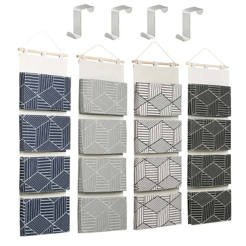 حقيبة تخزين متعددة الطبقات من القماش المثبت على الحائط، حقيبة للتعليق على الحائط، باب خزانة الملابس، حقيبة تخزين أثرية للتعليق #2