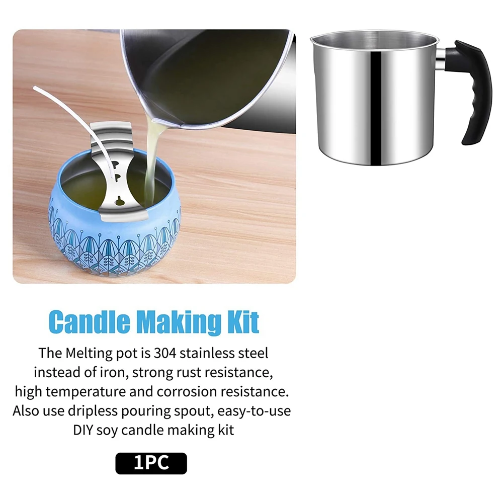 New Candle Making Pouring Pot, 44 Oz Double Boiler Wax Melting Pot, Candle Making Pitcher, Heat-Resistant Handle