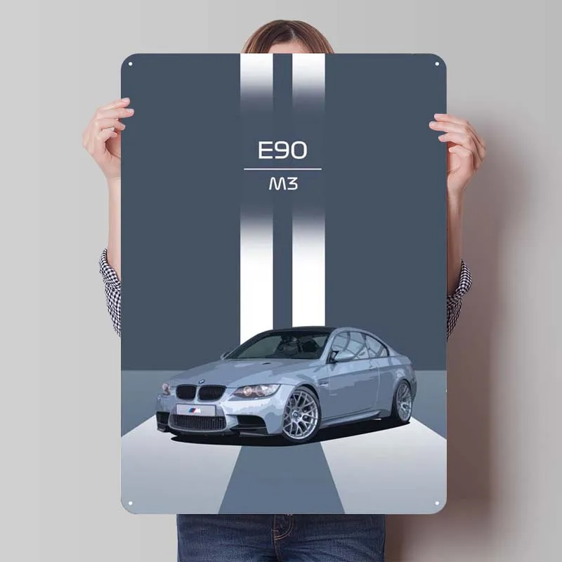 The BMW E90 M3 Metal Sign Cars Poster Coffee Bar Tinplate Sign for