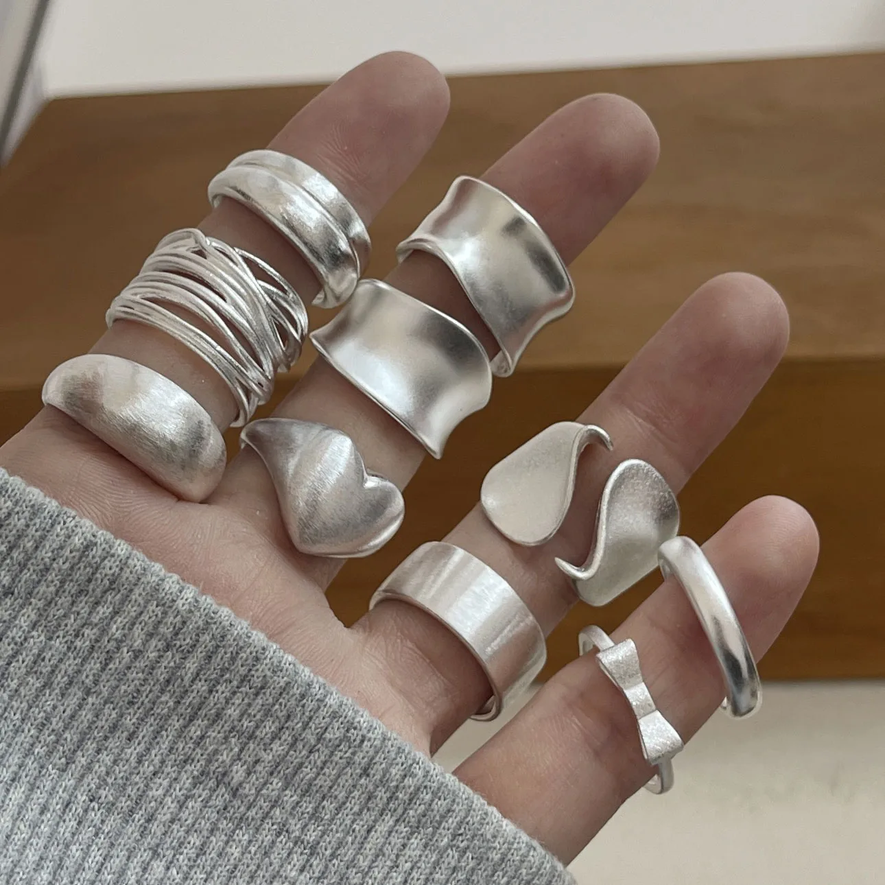 Women's 925 Sterling Silver Minimalist Handmade Ring Set