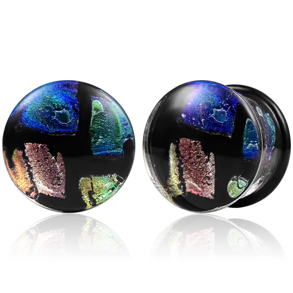 

Vankula 2pcs Double Flared Gauges for Ears Solid Glass Ear Gauge Plugs Earrings for Women Men Colorful Ear Stretch Expanders