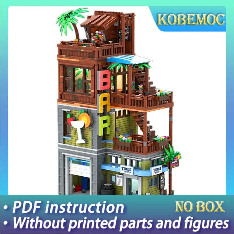 Technische Moc Ziegel Street View Modell Cocktail Bar Reifen Shop Modulare Bausteine Geschenk Spielzeug Für Kinder DIY Sets Montage