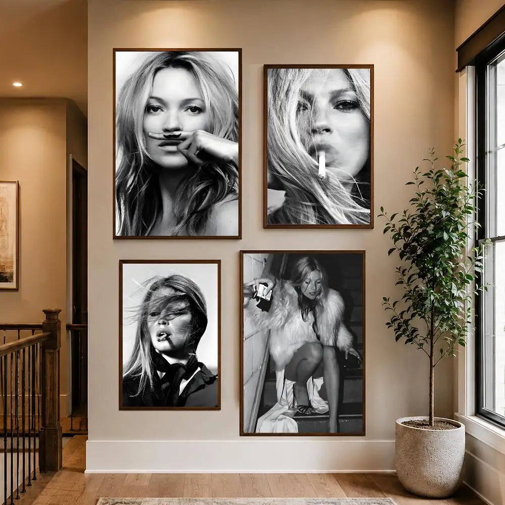 Celebrity K-Kate Moss Poster HD Waterproof PP Self-Adhesive Removable Wall Art Poster for Bedroom Cafe Gym Home Decor Gift