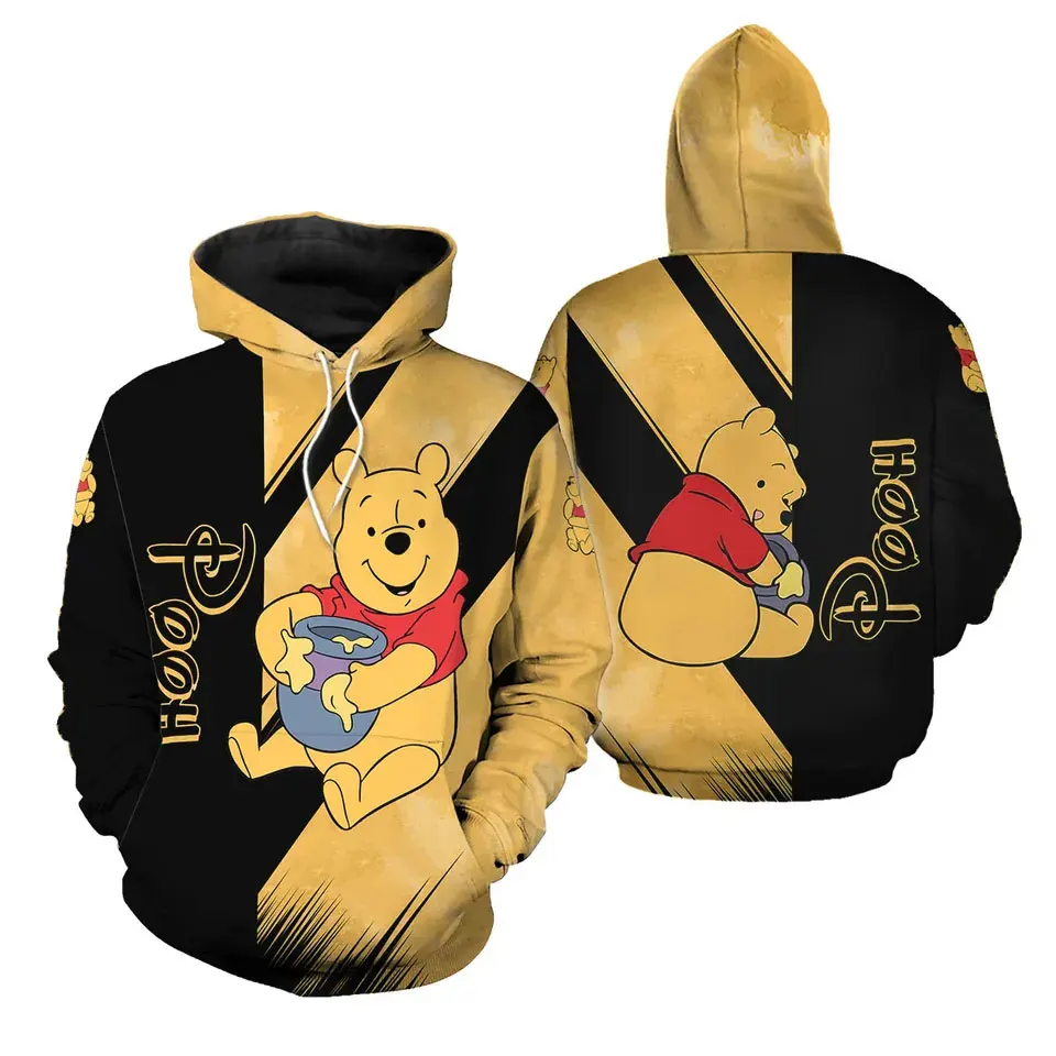 Spring and Autumn 3D Printing Winnie The Pooh New Men\'s Pullover Women\'s and Children\'s Cosplay Large Fashion Zipper Hoodie