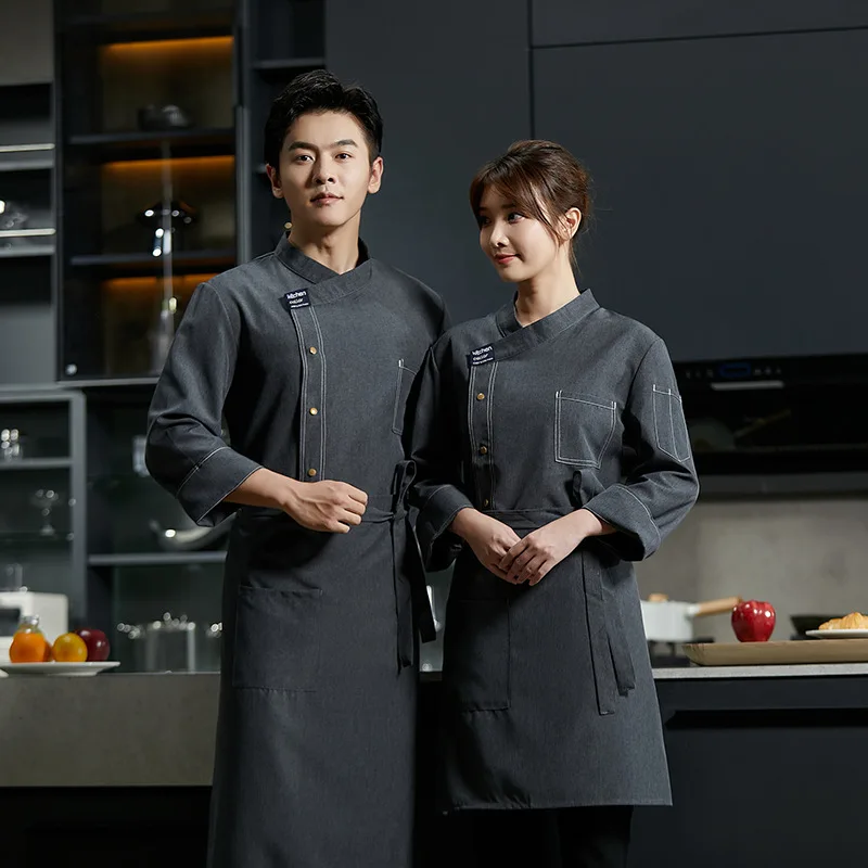 Chef's uniform long-sleeved Hotel Hotel Kitchen canteen bbq shop large back kitchen restaurant food and beverage baking