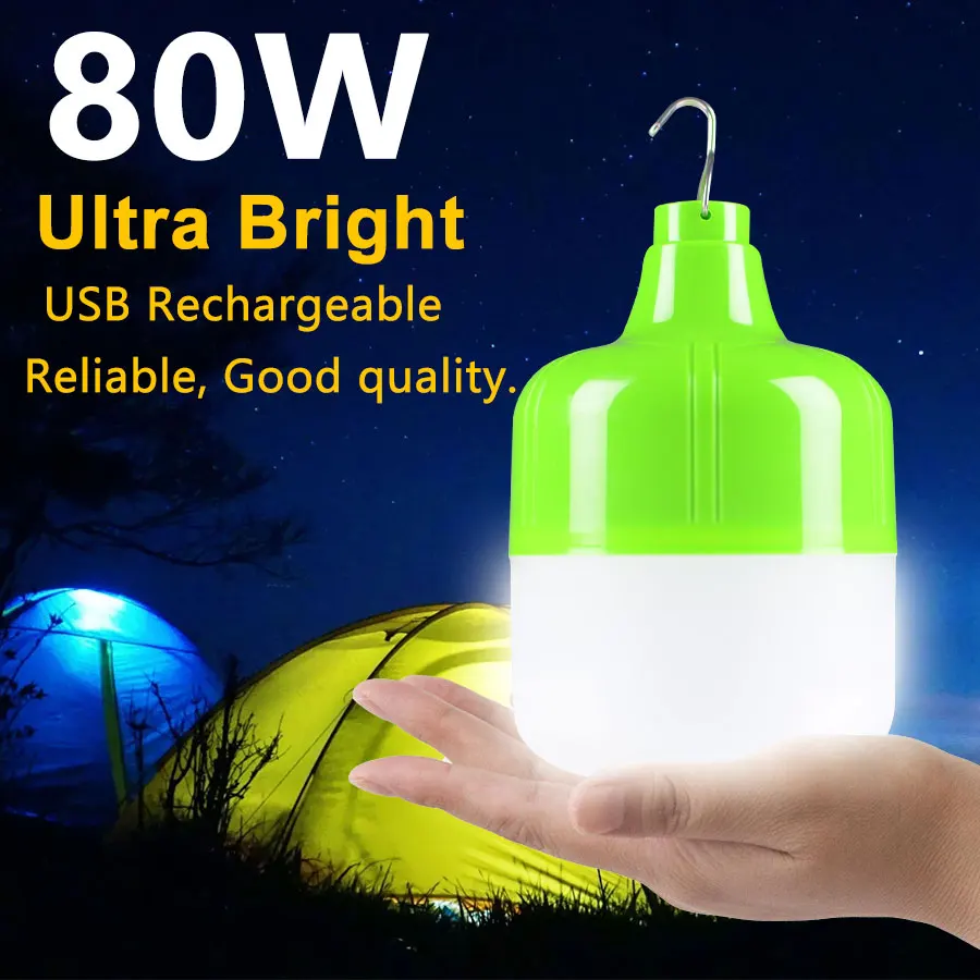 

Led Rechargeable Outdoor Camping Light 2400mAhSuper Bright 80W Tent Light Hanging With Hook Waterproof Tent Lamp For Camping