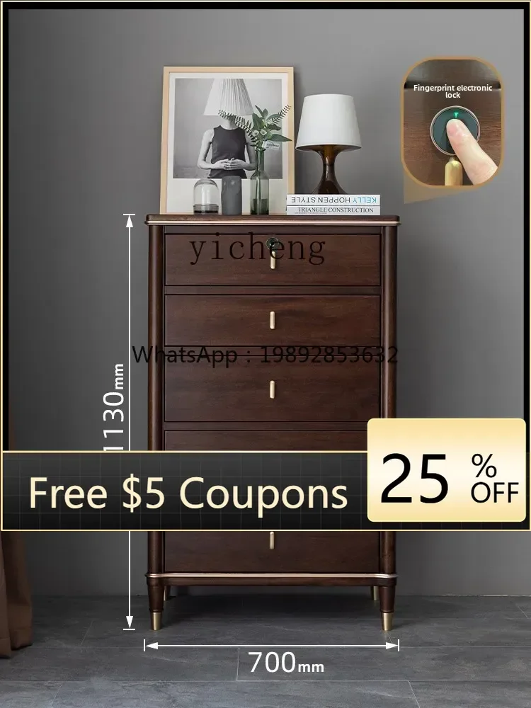 

solid wood with lock living room chest cabinet new Chinese storage cabinet light luxury cabinet bedroom locker