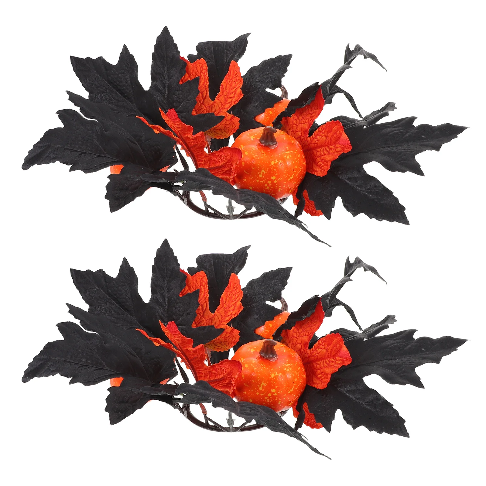 

2Pcs Halloween Holder Wreath with Artificial Maple Leaves for Indoor Outdoor Festive Decorations Maple Leaf Wreath