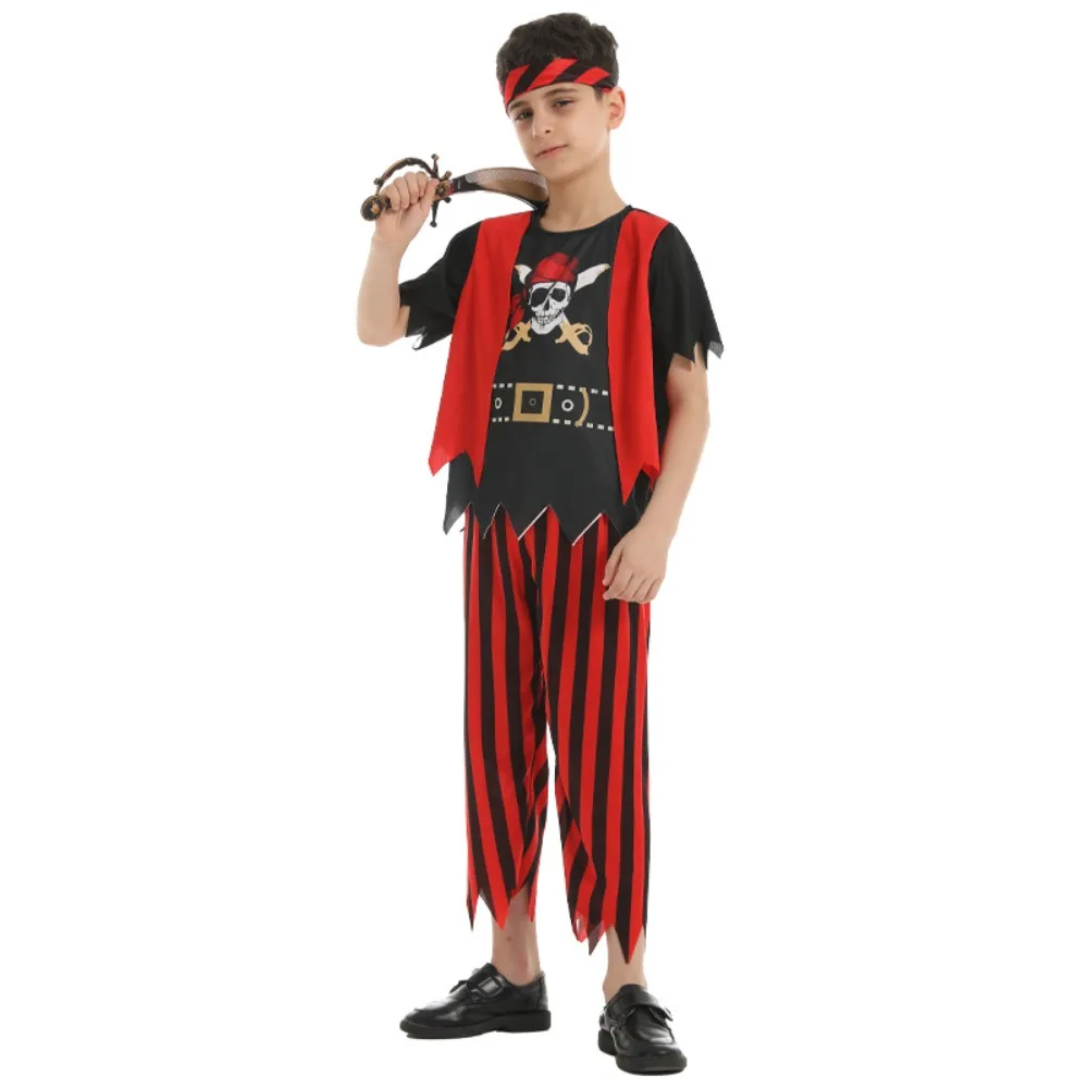 

New Halloween Children's Costume Skull Pirate Cosplay Two-piece Suit for Boys and Girls The School Performed A Suit