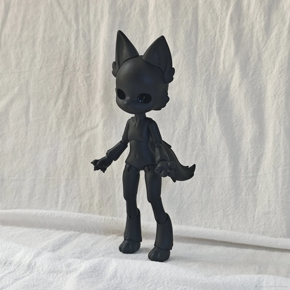 1/12 Scale Cute Furry BJD Body Black Skin Tin Cat Fit OB11 GSC Clay Head Original PVC Collectible Articulated Doll Blank Body