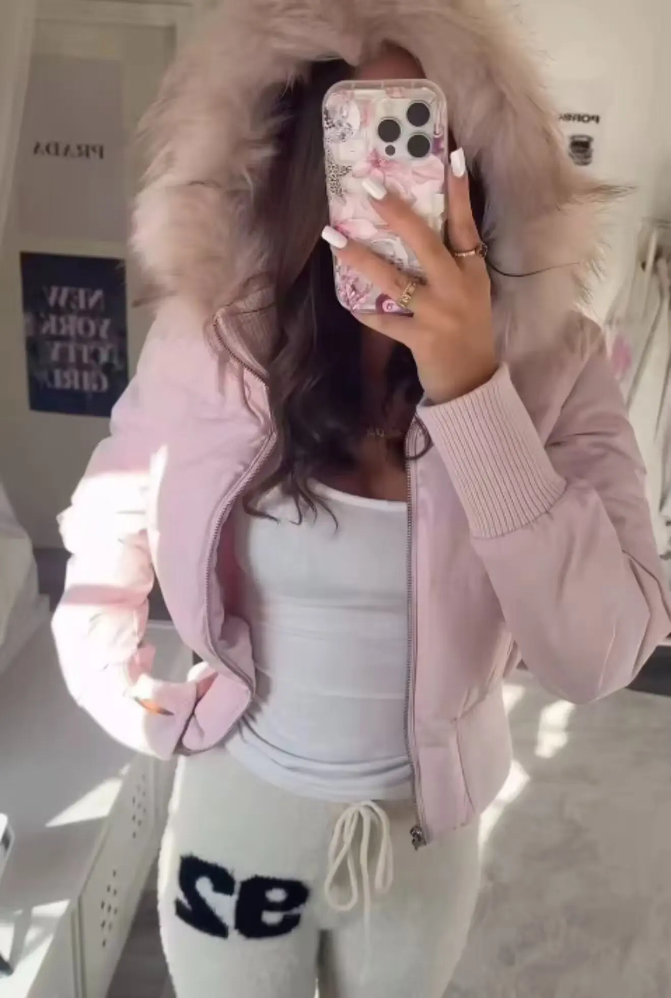 Bsay gola de pele com capuz zíper jaqueta de algodão para mulheres moda outono inverno novo manga comprida casacos curtos chiques senhoras topos mujer