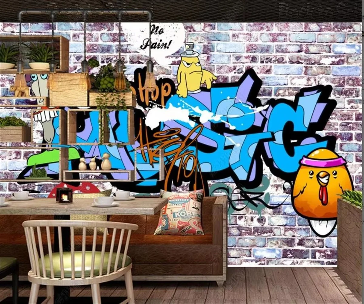 Customized Size Mural KTV Graffiti Fixture Wallpaper Children's Tenant Hall Bedroom Colorful Graffiti Decoration Mural Wallpaper