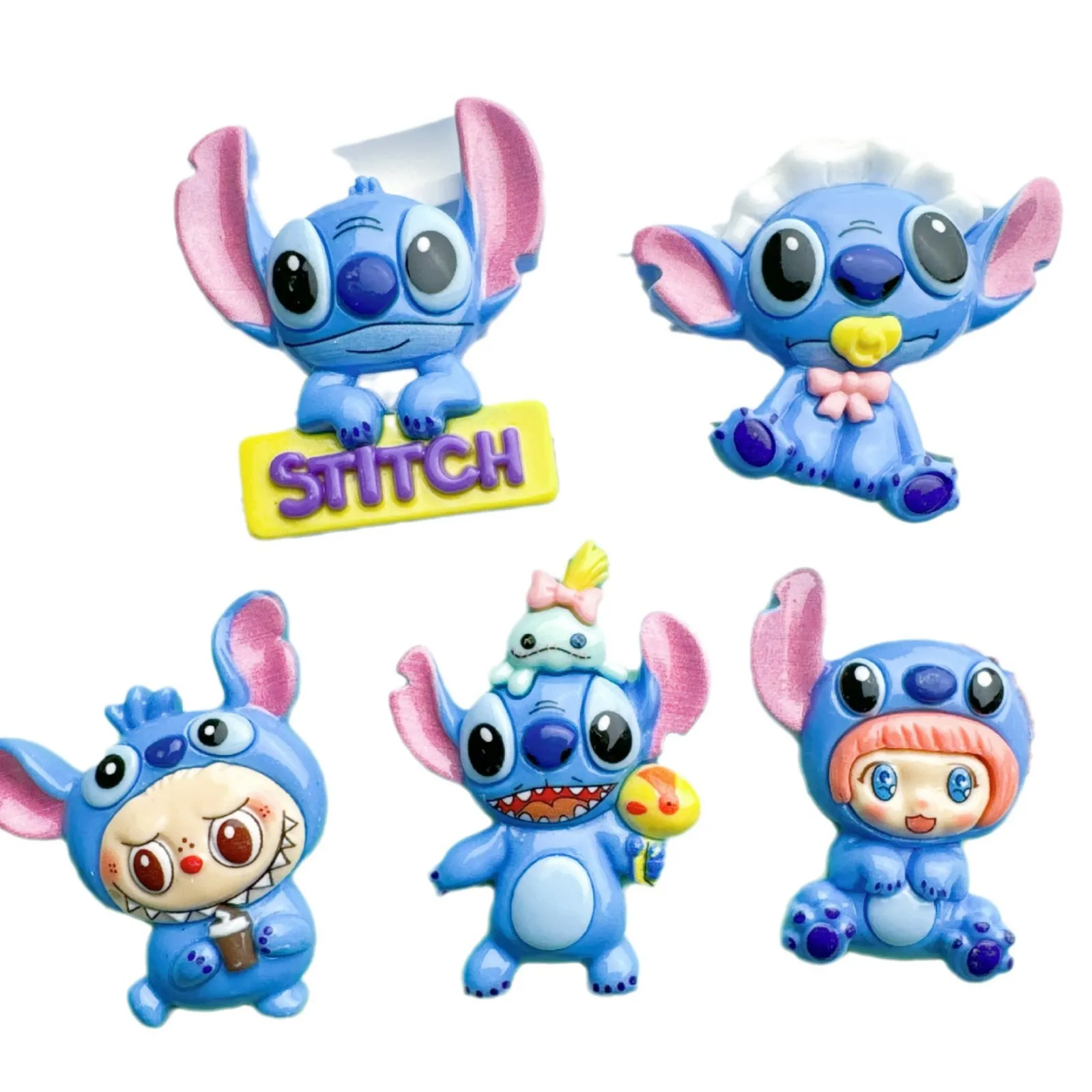 2pcs 수지 액세서리 큰 카드 귀여운 스티치 DIY 크림 접착제 휴대 전화 케이스 정크 매력 머리핀 머리띠 모자 구멍 신발 패치