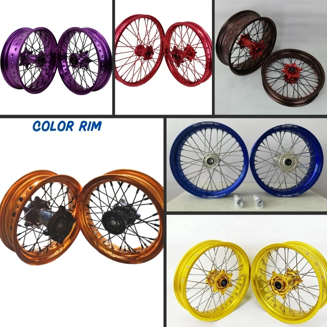 17*3.5'' 17*5.0'' Colorful Supermoto Wheels Fit SXF EXC 125 250 450 Supermotard Wheels Set
