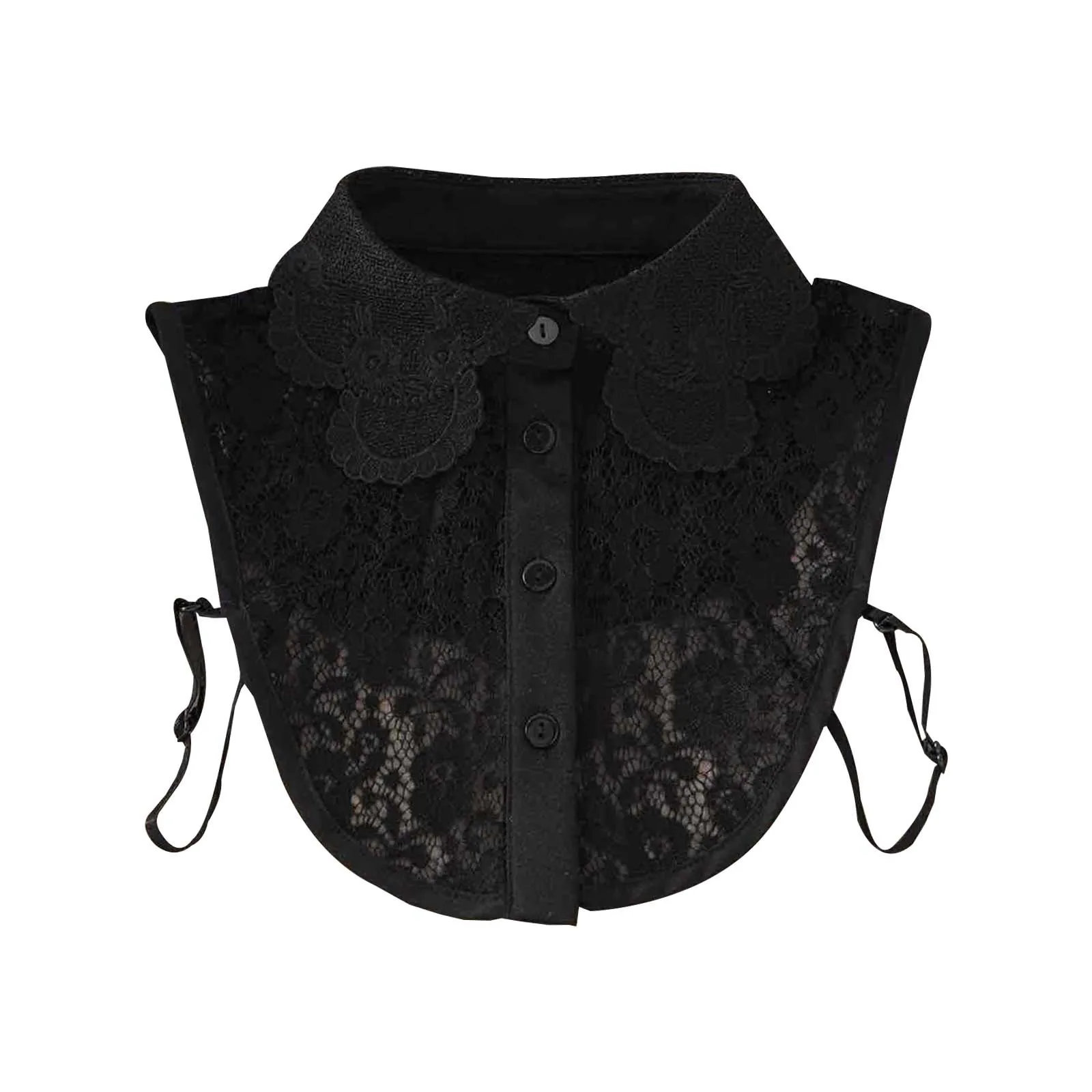 

Pin under Blouse Ladies' Solid Color Lace Flower Blouse With Delicate Floral Faux Stylish Layering Half Shirt