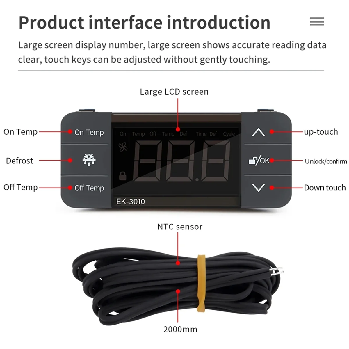 Cyfrowy regulator temperatury 220V chłodny przełącznik ciepła lodówka chłodnicza rozmrażania termostat czujnik (EK-3010)