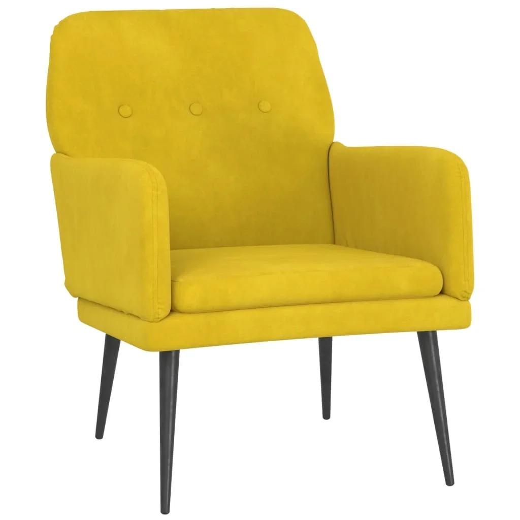 Yellow armchair 62x79x79 cm Velvet Modern design Furniture Nordic Living Room Home relax Leisure Luxury armchair