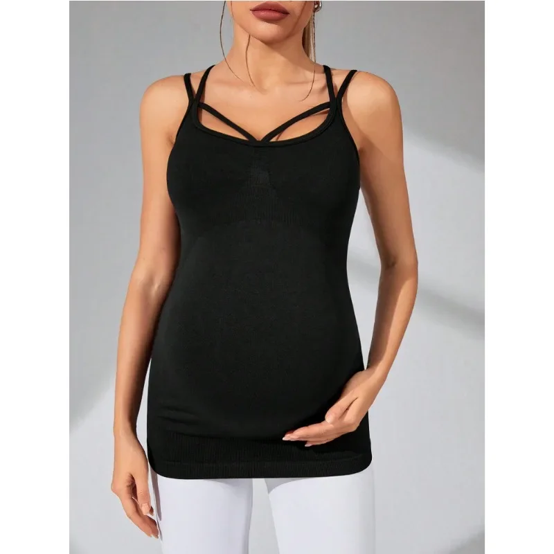 المرأة الحامل لينة مريحة سلس محبوك سترة رياضية التجفيف السريع تنفس فتل العرق اللياقة البدنية والرياضة تي شيرت #6