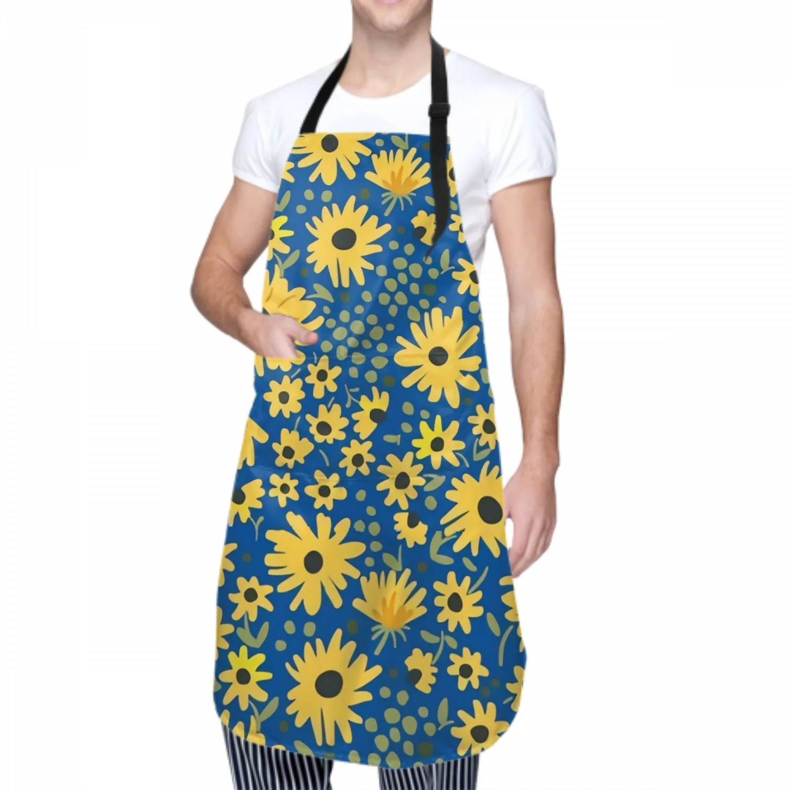 Sunflowers Waterproof Apron with 2 Pockets Kitchen Chef Aprons Bibs for Grooming Cooking Baking Painting Gardening