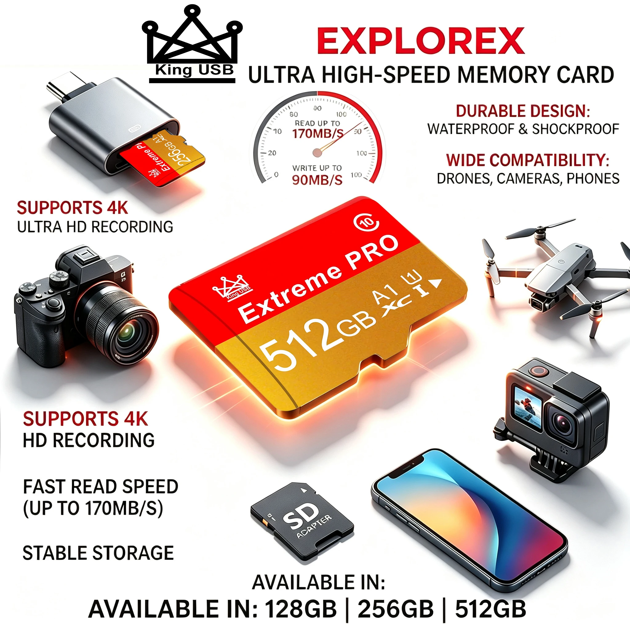 SD Cards TF Cards Micro TF SD Card 32G/64G/128G/256G/512GB Memory Card Slim Classic A1 A2 V60 For E-Reader/Digital Frame