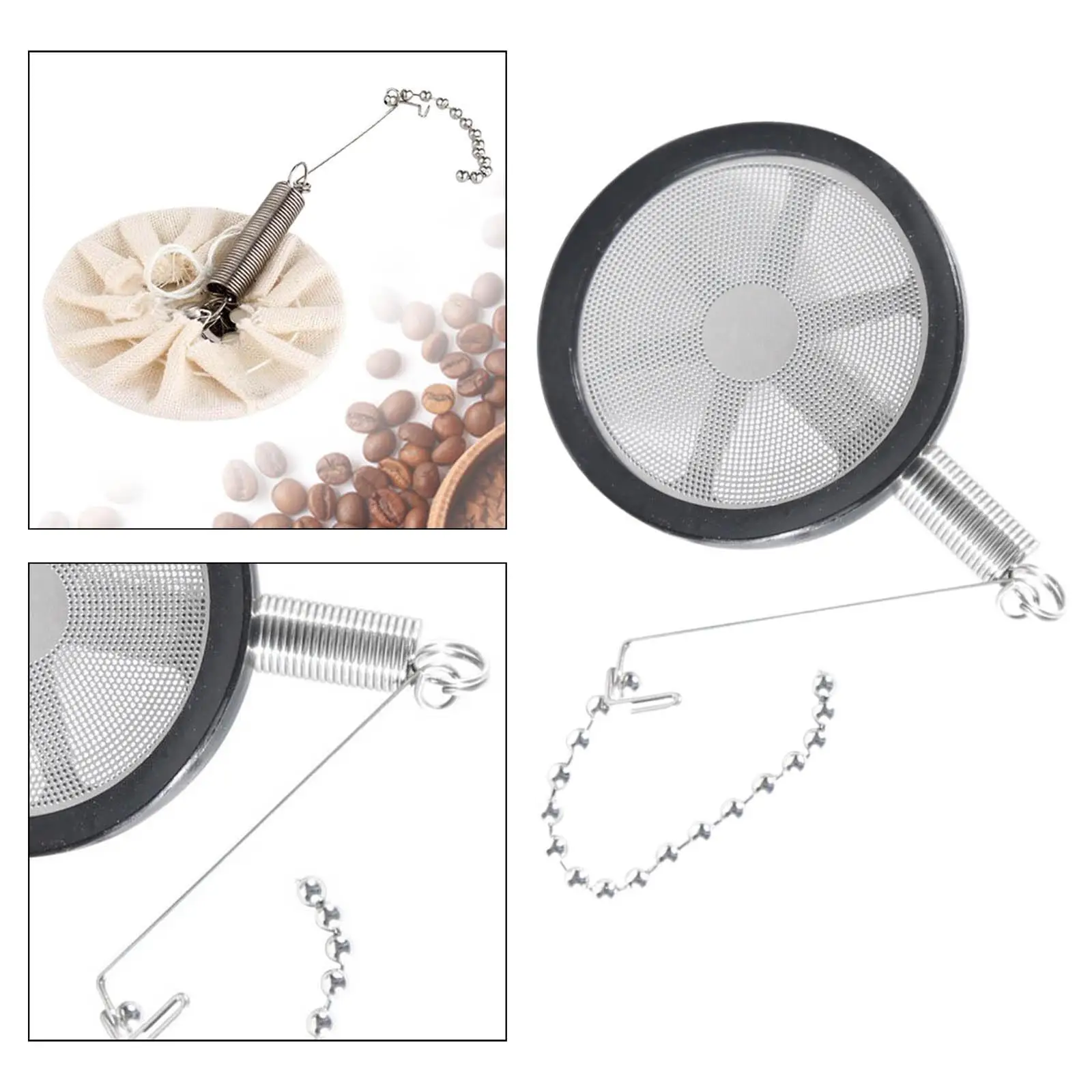 Siphon Coffee Filter Stainless Steel Easy to Use with Chain,Coffee Accessories for Coffee Maker,Reusable for Coffee Shop Home