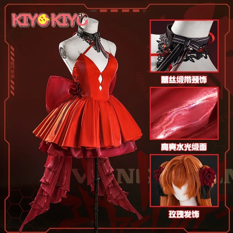 

KIYO-KIYO Anime Asuka Langley cosplay costume women nikk anime evening party sexy red dress Halloween Costume