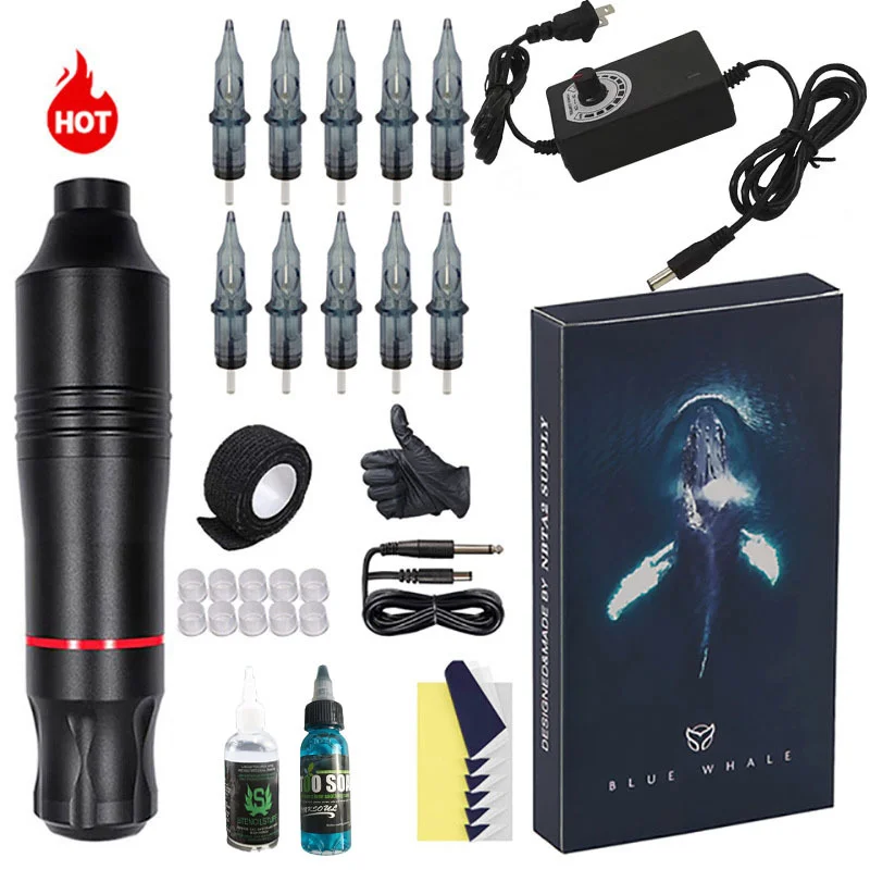 EU US Tattoo Machine Kits Tattoo Power Supply Rotary Pen With Cartridge Needles Permanent Make-up Machine For Tattoo Body Art