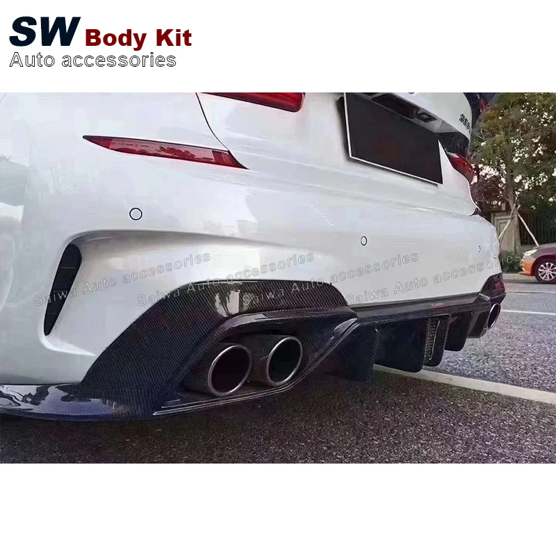 Carbon Fiber CM Style Rear Diffuser for BMW 3 Series G20 G28 Rear Bumper Lip Under Spoiler Splitter Body Kit