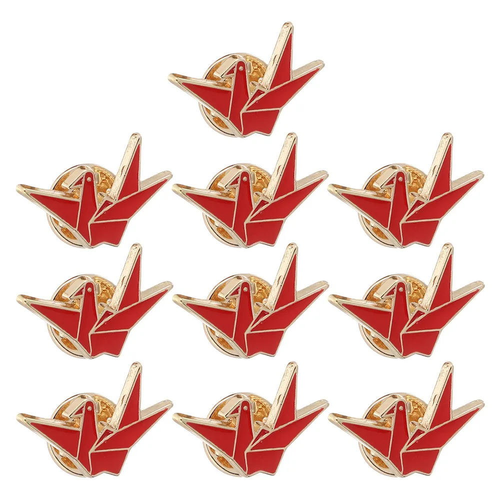 10Pcs Alloy Cute Cartoon Brooch Pin Origami Crane Decorative Badge for Jackets Backpacks Brooch Cute Pin Brooches for Women
