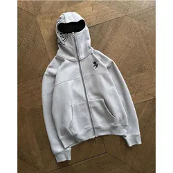 Y2k Winter Men's Gothic Harajuku Hoodie American Hip Hop Vintage Full Zipper Sweatshirts Harajuku Long Sleeve Couple Jacket Coat