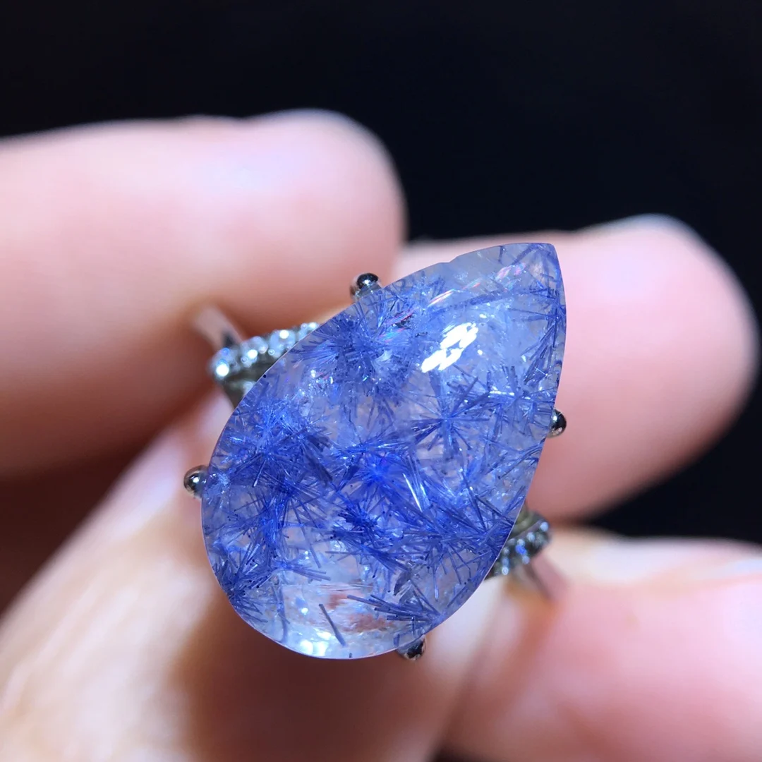 

Натуральный синий рутилированный дамортьитовый кварц регулируемое кольцо 16/9,7 м дамортизитовое женское и мужское кольцо ювелирные изделия AAAAAAA