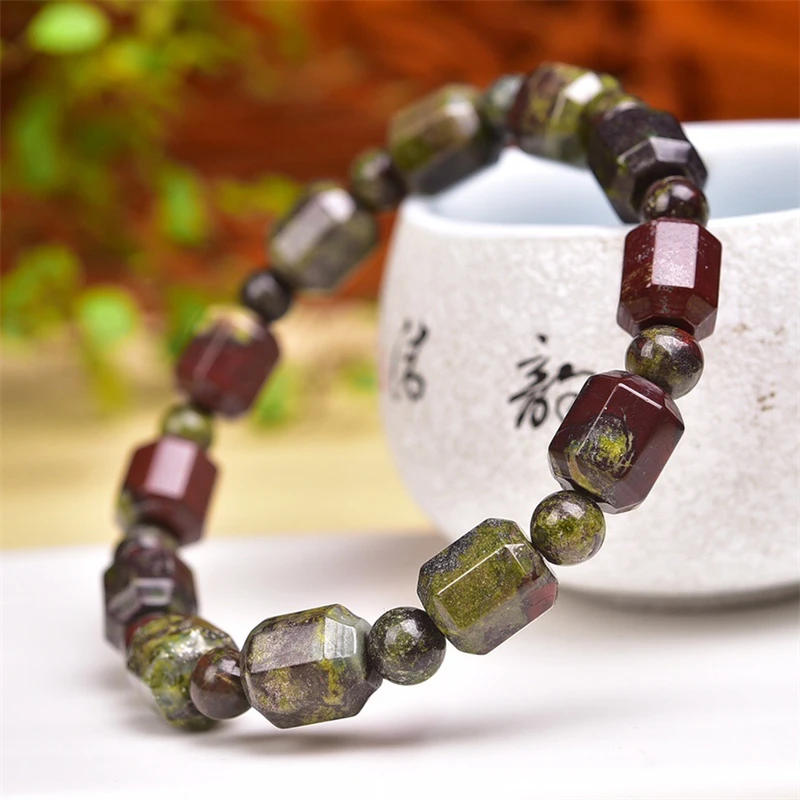 10MM Natural DragonBlood Stone Faceted Bracelet Gemstone Reiki Healing Jewelry Energy Crystal Holiday Gift 1pcs