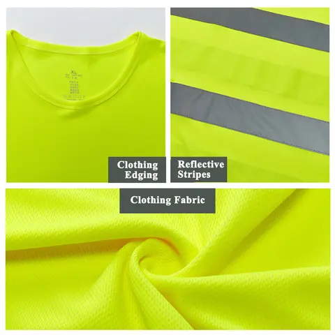 Reflekterande T-shirt med fågelögontyg Andningsbara arbetskläder för byggarbetsplatser med hög synlighet Kortärmade arbetskläder 12 best sales byggkläder - №2
