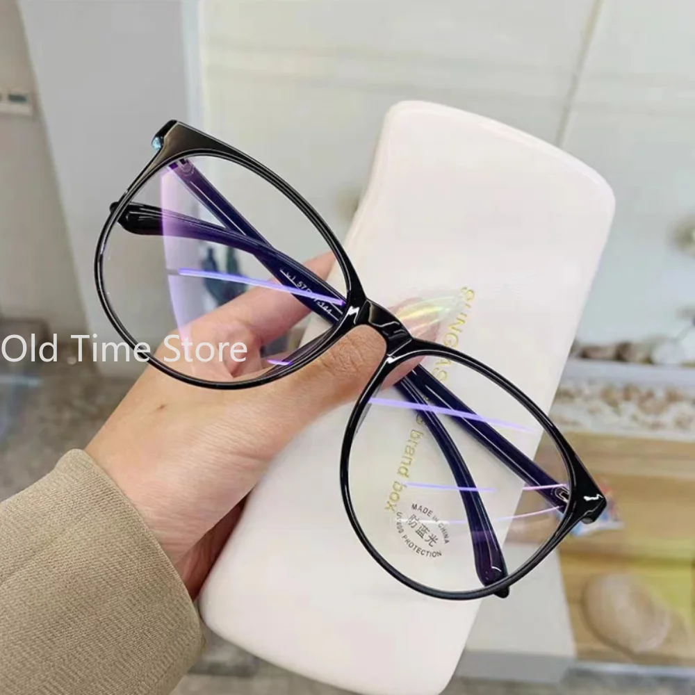 Transparent Computer Glasses Frame Women Men Anti Blue Light Round Glasses Blackout Glasses Optical Lenses