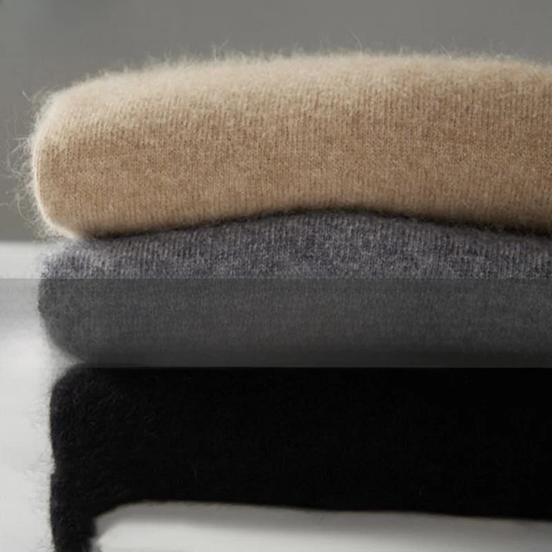 

Мужской утепленный свитер из чистого флиса с круглым вырезом, повседневная одежда для отцов, базовый слой, деловой повседневный стиль, с длинным рукавом, зимний трикотаж