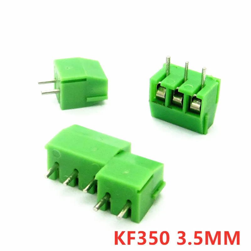 10pcs KF350 2P 3P 3.5mm Pitch Green Pin Screw Terminal Block Connector KF350 amphenol connector 250V/10A