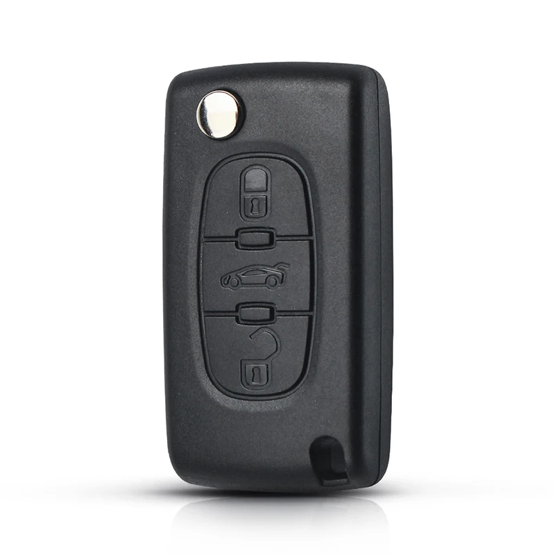 KEYYOU 3 Buttons Complete Remote Car Flip Folding Key For Peugeot 307 407 308 607 433MHz Electronic ID46 Chip VA2 Blade CE0536
