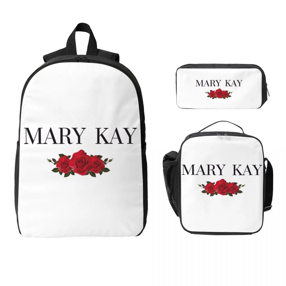 

Рюкзак Mary Kay Roses, студенческий рюкзак для мальчиков и девочек, школьная сумка, сумки на плечо для ноутбука, изолированная сумка для обеда, пенал 3 шт.