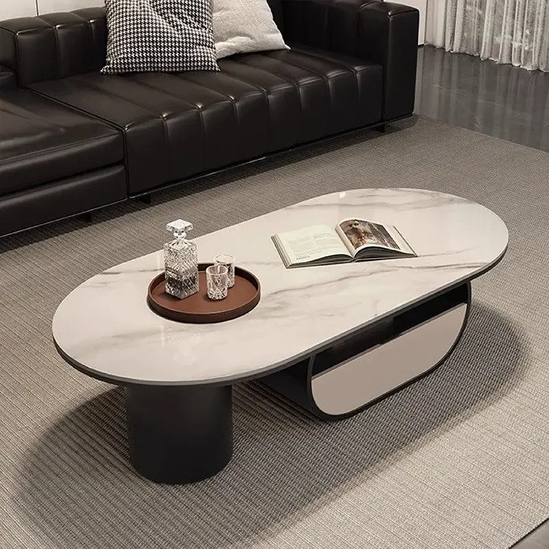 Living room coffee table small apartment modern simplicity high sense light luxury household oval minimalist