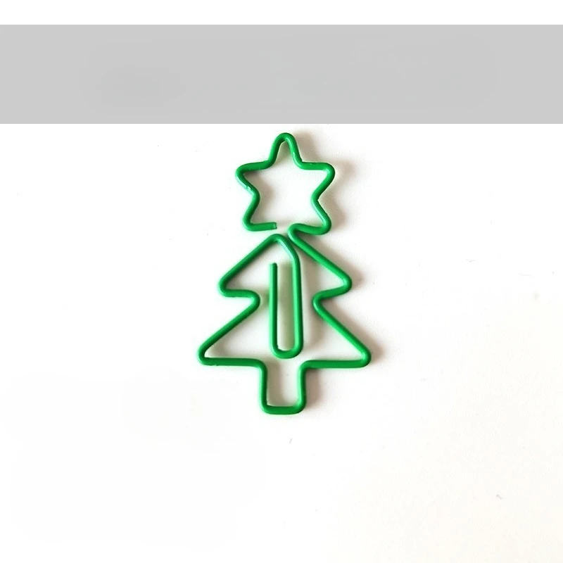 30/50PCS 만화 크리스마스 트리 클립 크리 에이 티브 그린 트리 금속 사무실 학교 문구 용품 귀여운 종이 클립 선물