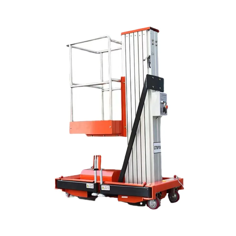 Push Around Vertical Max Working Height 4m 8m 10m 18m Aluminum Electric One Man Single Mast Lifts Person Lifter for Sale