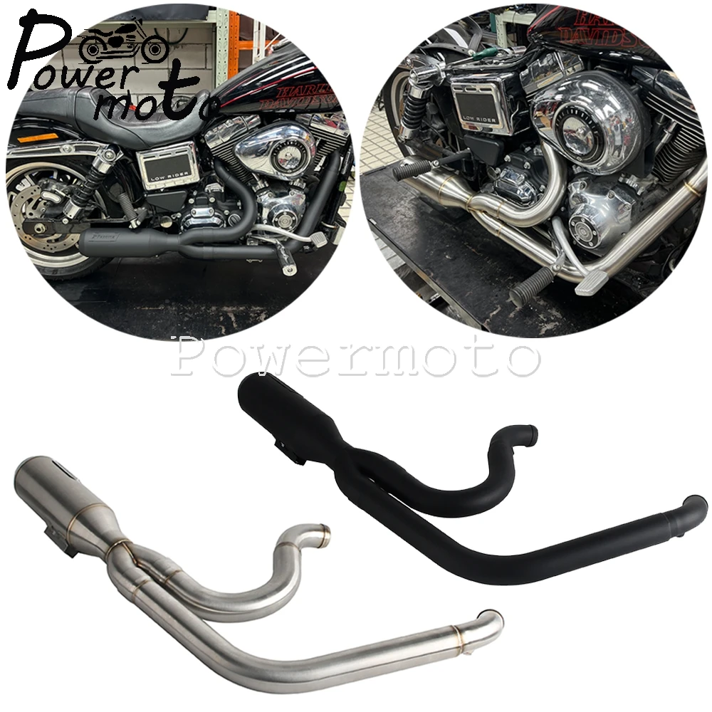 

2 into 1 Big Bore Exhaust System Muffler Drag Pipe Slip For Harley Dyna 06-17 Fat Bob Low Rider S StreetBob Wide Super Glide FXD