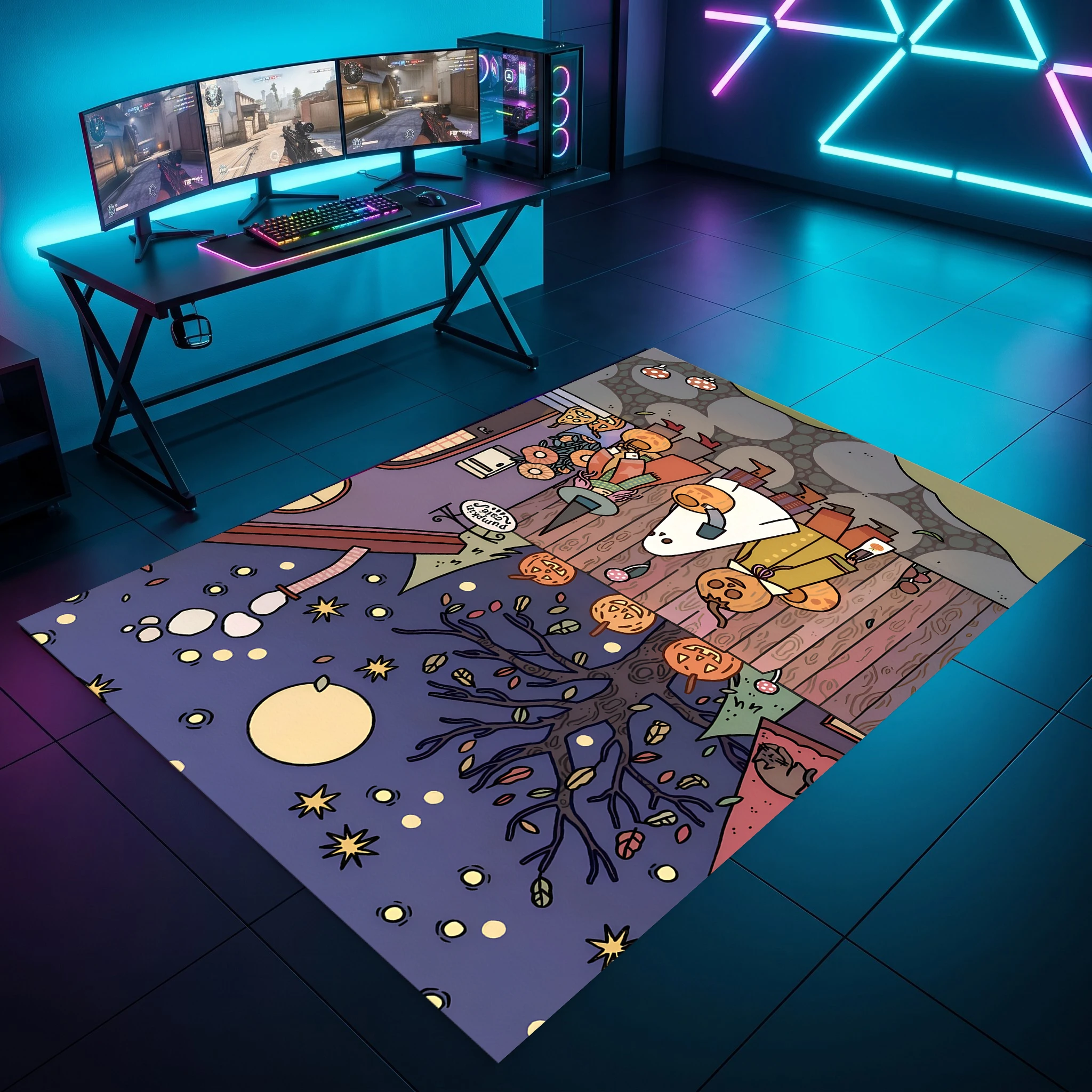 Cartoon Ghost Pumpkin Candy Corn Halloween Velvet Area Rug, for Entryway Living Room Bedroom, Autumn Winter