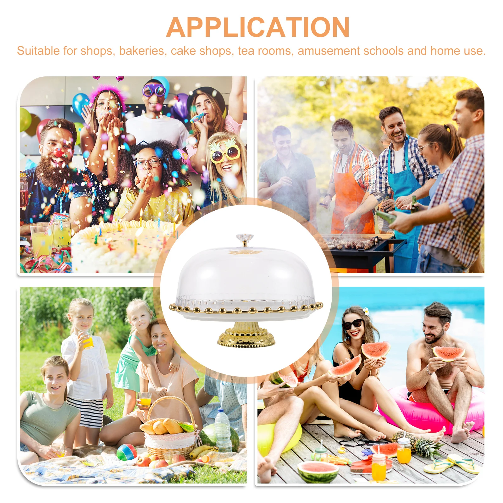 

1Set Cake Holder with Cover Design Stylish Generous Dessert Display Stand for Shops Restaurants Cake Stand Dessert Storage Plate