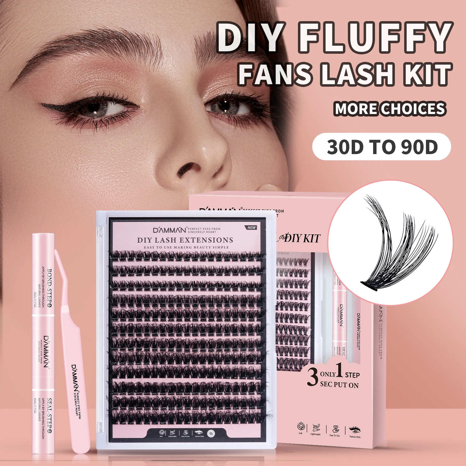 

Eyelashes Extension Kit 30D 40D 50D 60D 80D 90D Thickness 0.07 D Curl Light Lash Premade Fans Volume Lashes Extensions Supplies