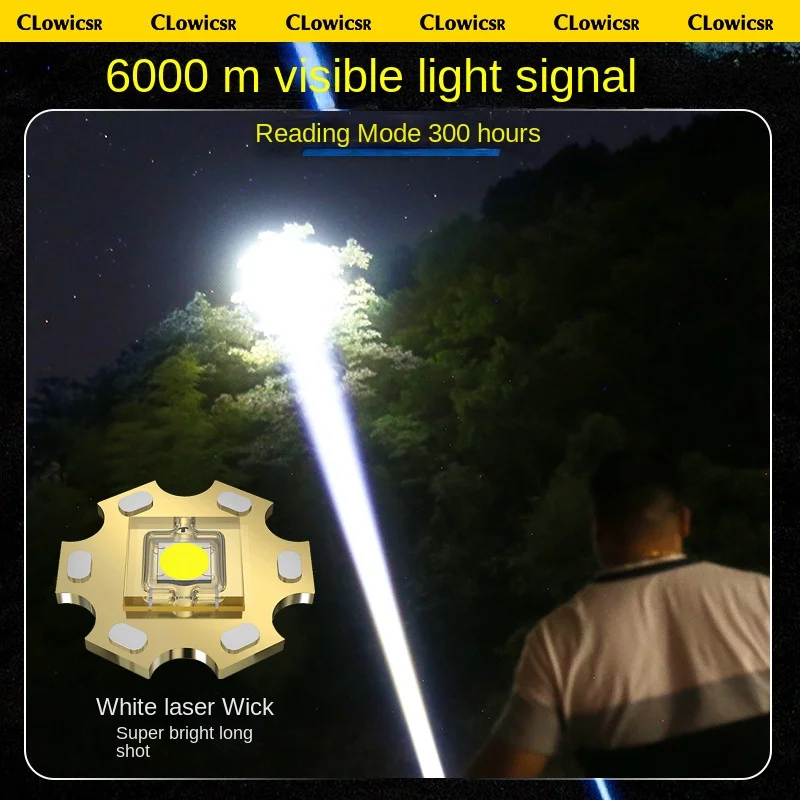 Imagem -02 - Ultra Brilhante ao ar Livre Lâmpada Xenon com Controle Remoto Forte Lanterna de Carregamento Ultra Longa Distância Spotlight Holofote Led 1600 m Lanternas de Led de Alta Potência Defesa Pessoal Lanterna Laser Titan