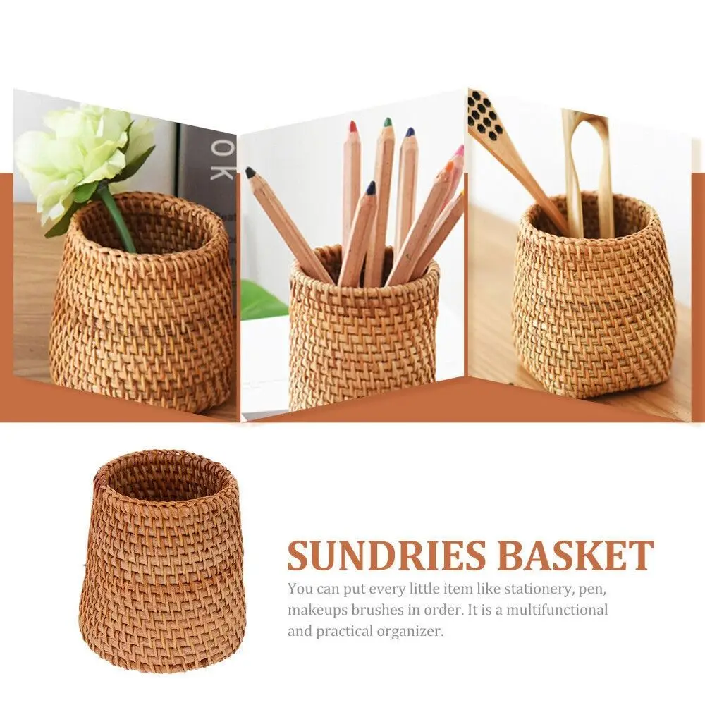 Tableware Storage Pencil Holder Home Rattan Handmade Storage Box Home Decoration Household Pen Container