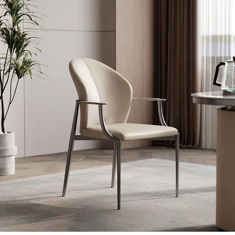 

Elegant Fancy Dining Chair Minimalist White Leather Modern Nordic Dining Chairs Armchair Designer Silla Comedor Home Furniture